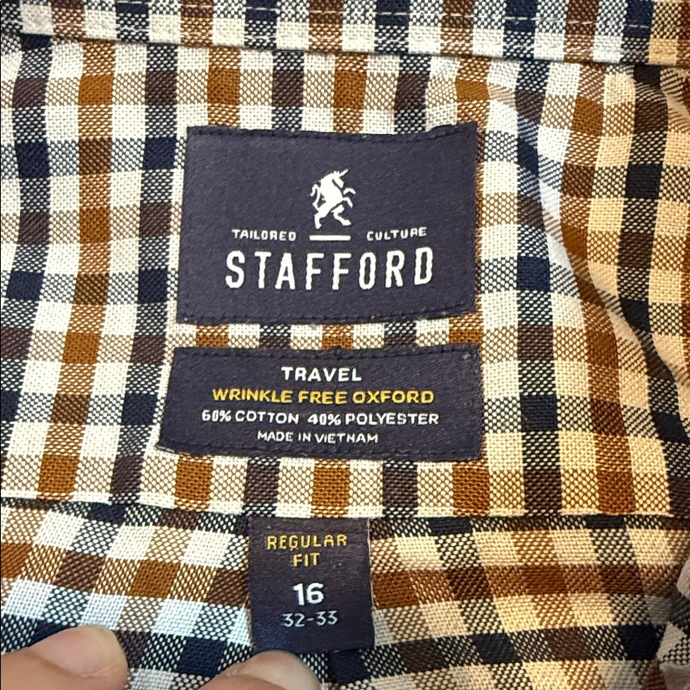Men's Blue and Brown Checkered Shirt - Picture 2 of 3